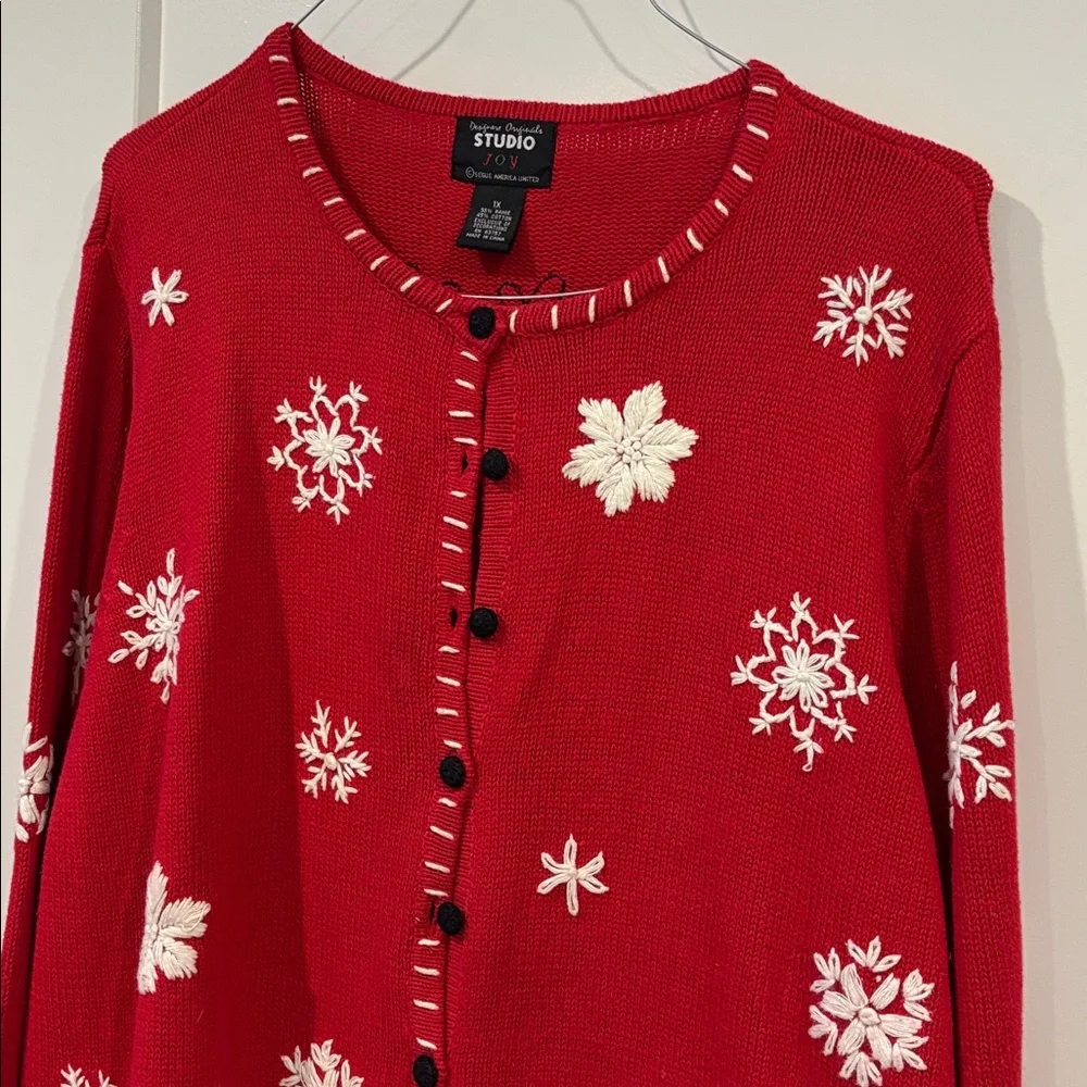 Studio Joy Womens Cardigan Christmas Sweater 1X - Picture 3 of 7